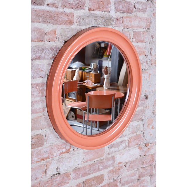 Mid-Century Modern Mid-Century Pink Mirror in Plastic Frame, Italy, 1960s For Sale - Image 3 of 8
