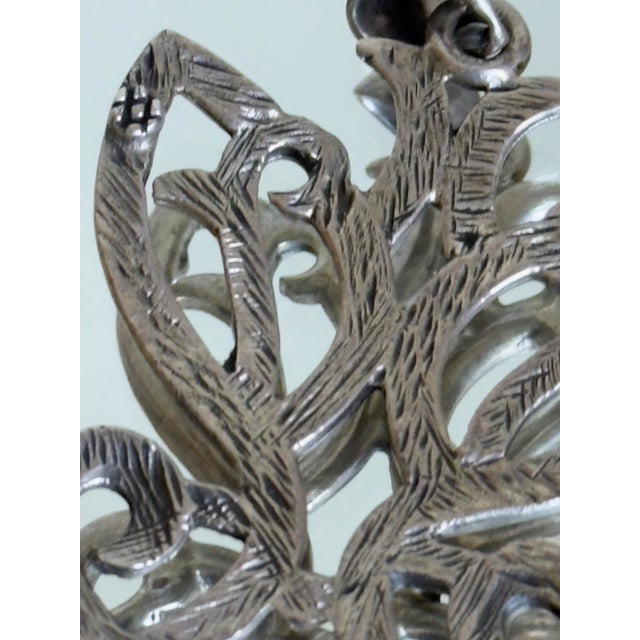 Vintage 925 Sterling Silver Openwork Filigree Butterfly Pendant Necklace 1970s For Sale - Image 12 of 15