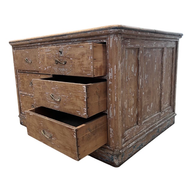 Antique French Oak Double-Sided Trade Counter With Six Drawers For Sale