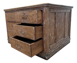 Antique French Oak Double-Sided Trade Counter With Six Drawers