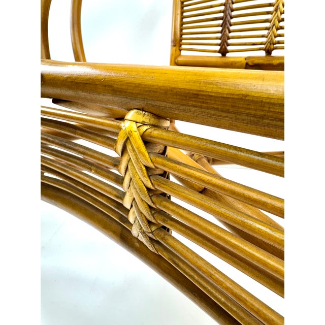 Vintage Bent Bamboo & Rattan Lounge Chair in the Style of Franco Albini For Sale - Image 9 of 13