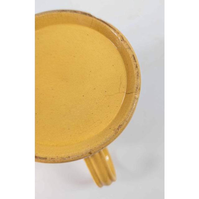 19th Century American Yellowware Mocha Mug With White and Black Rings For Sale - Image 10 of 10