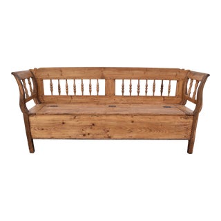 Pine and Oak Storage Bench or Settle, Hungary, Circa 1890 For Sale