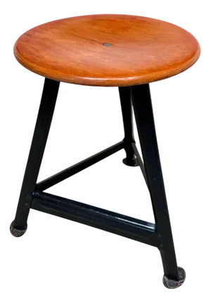 Industrial Atelier Stool with Steel Frame and Plywood Seat, Germany, 1920s