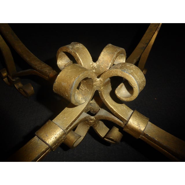 Vintage Spanish Style Gold Wrought Iron Coffee Table Round ...