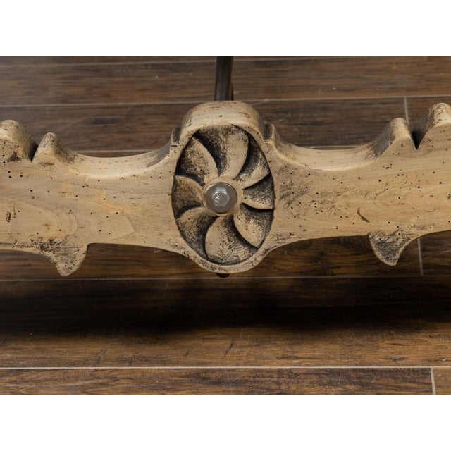Italian 19th Century Bleached Oak Farm Table with Baroque Style Carved Base For Sale - Image 10 of 12