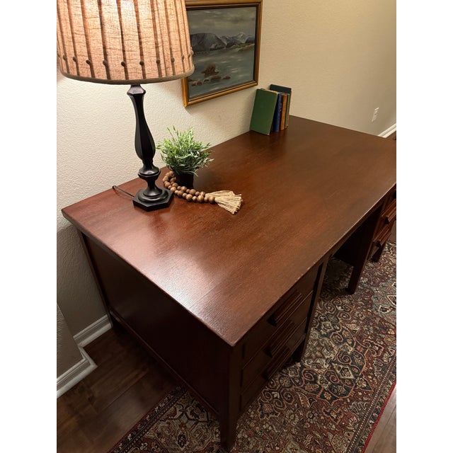 Wood 1930s Solid Oak Craftsman Typewriter Desk For Sale - Image 7 of 8