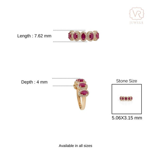 14k Gold Vintage Inspired 1.5ct Ruby & Diamond Halo Wedding Band Ring Size 6.5 For Sale - Image 12 of 17