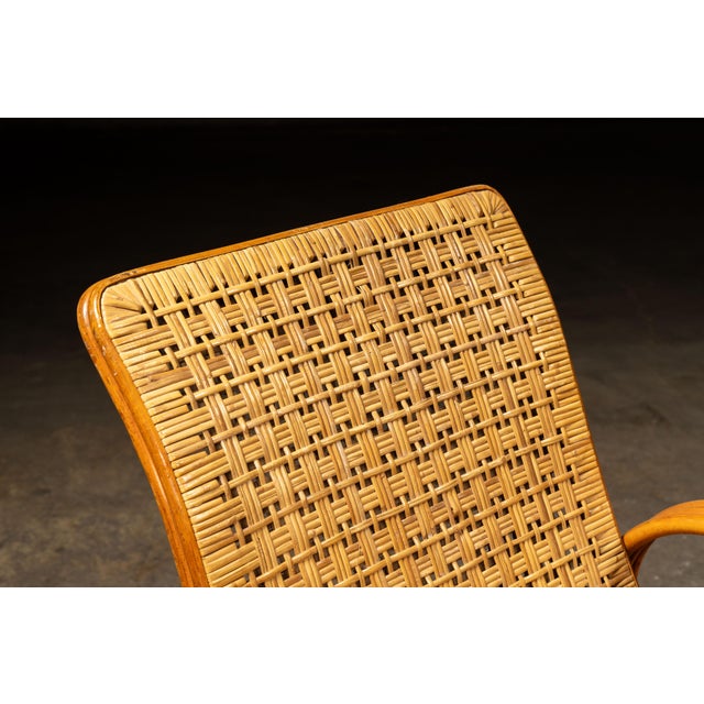 Vintage Bentwood and Rattan Furniture Set After Franco Albini, 3 Pieces For Sale - Image 9 of 10