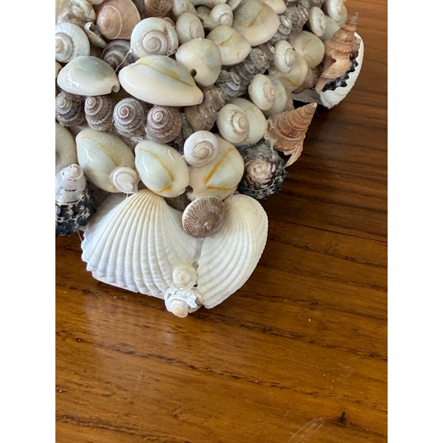 Contemporary Vintage Handcrafted Coastal Seashell Encrusted Wood Pedestal Candleholder For Sale - Image 3 of 12
