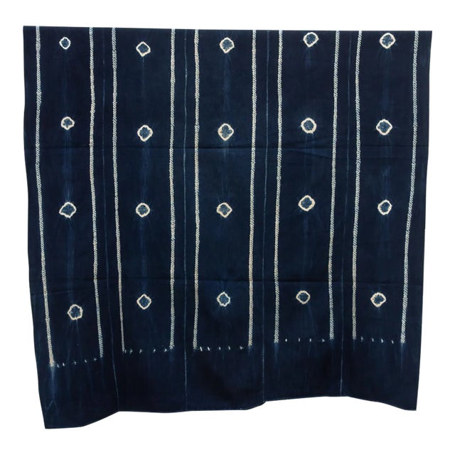 Vintage African Mossi "Koupela Night" Indigo Throw For Sale
