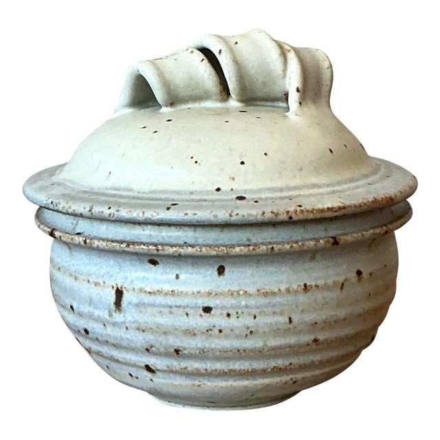 Vintage Boho Studio Pottery Lidded Bowl For Sale