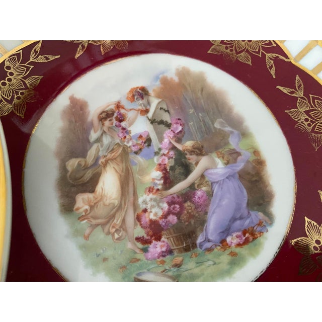 1940's Mythological Scene Plates, Cico Bavaria Germany, Ruby & Gold, Set of 6 For Sale - Image 11 of 17