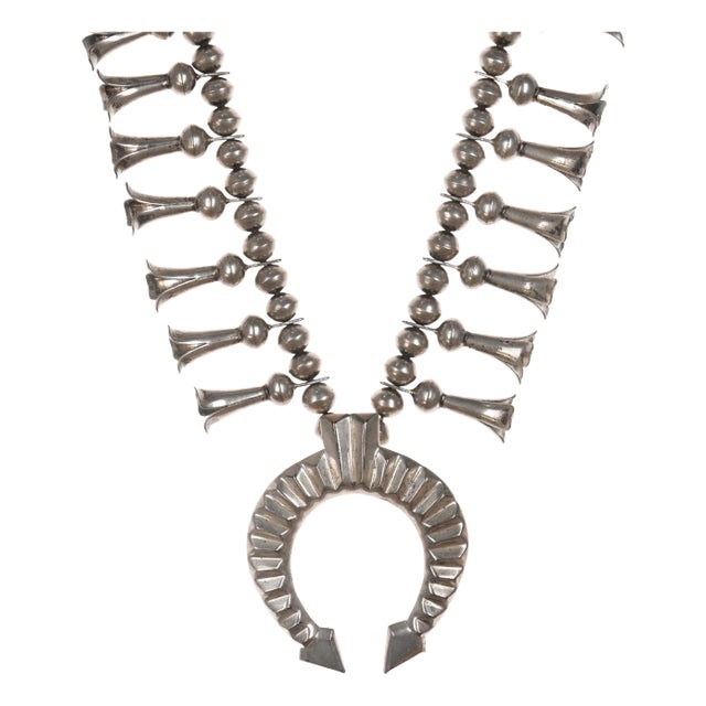Della & Francis James Navajo Silver Squash Blossom Necklace For Sale