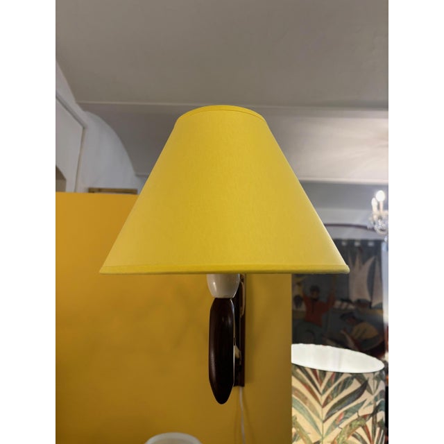 Mid-century scissor wall lamp, ikea, le klint style, sweden, 1970s teak wood with new lampshade h: 40 cm l: 7 or 48 cm d:...