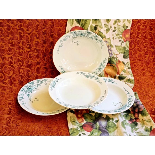 This authentic antique F. Winkle & Co. "Sprays" fine semi-porcelain rimmed soup bowl is an exceptional artifact of late-...