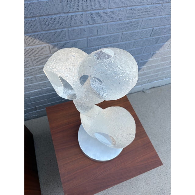 Monumental Textured Art Acrylic Abstract Sculpture on Brushed Aluminum Base by Sally Mattikow For Sale - Image 4 of 9