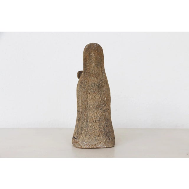 Stone Late 19th Century Carved Granite Holy Mary With Baby Jesus Figurine For Sale - Image 7 of 13