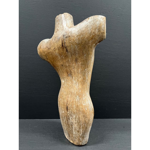 Wood Late 20th Century Carved Solid Wood Female Torso Sculpture For Sale - Image 7 of 8