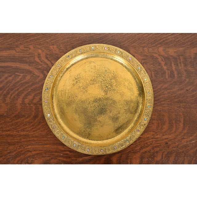 Tiffany Studios New York Bronze Doré Large Tray With Abalone Inlay For Sale - Image 11 of 11
