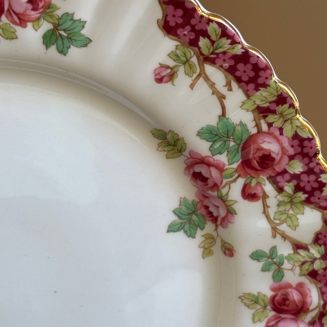 White Vintage English Bone China Decorative Dessert Plate For Sale - Image 8 of 12