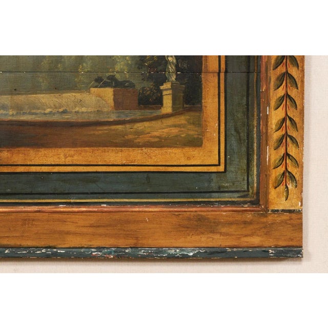 French Wood Plaque with Painted Landscape For Sale - Image 9 of 12