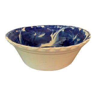 Vintage Large Spanish Style Blue Ceramic Decorative Bowl For Sale