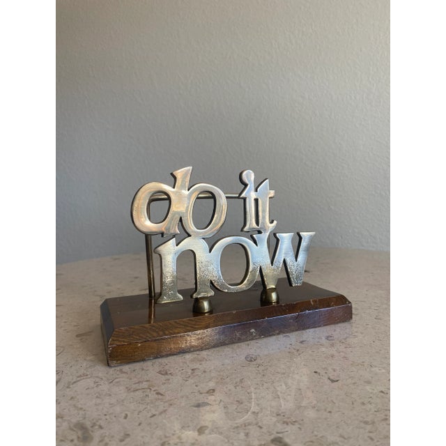 Brass Whimsical 1970s "Do It Now" Brass Desk Letter Holder For Sale - Image 8 of 11