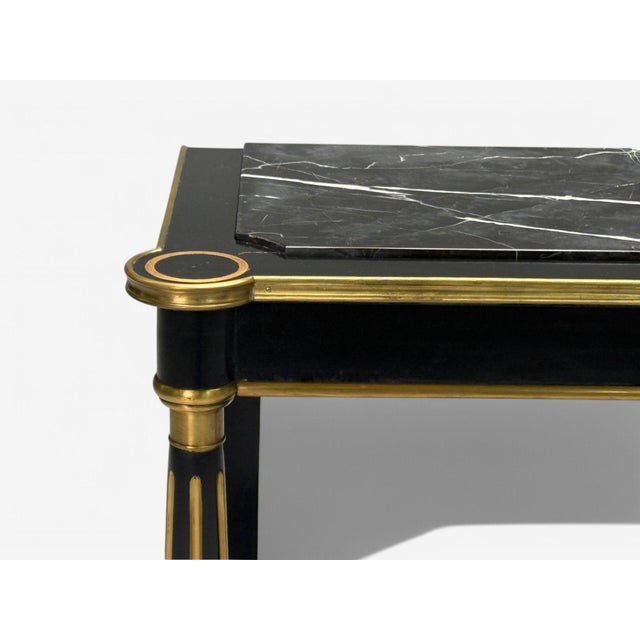 1960s Hollywood Regency Style, Black Lacquer, Marble, Console Table, Usa, 1960s For Sale - Image 5 of 9