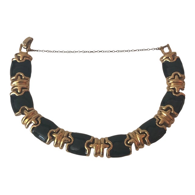 The gorgeous Vintage Monet Black Enamel and Gold Link Bracelet is a versatile option that will take you from day to night!...