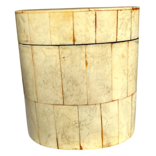1980s Tessellated Bone and Black Lacquered Wood Box in the Style of Maitland-Smith For Sale
