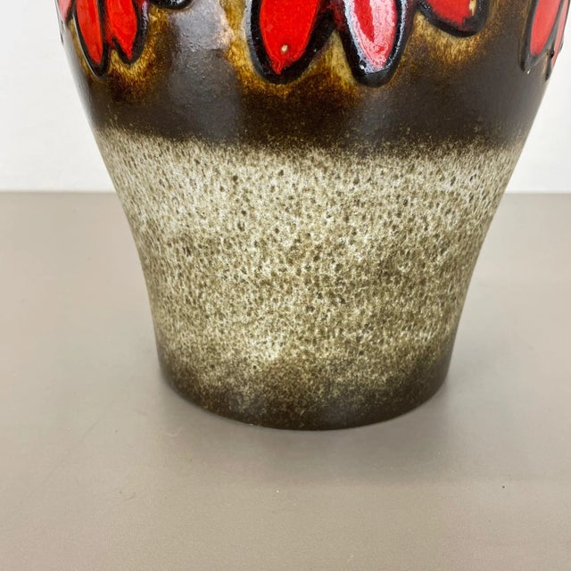 Large Fat Lava Floral Floor Vase from Scheurich, Germany, 1970s For Sale - Image 9 of 16