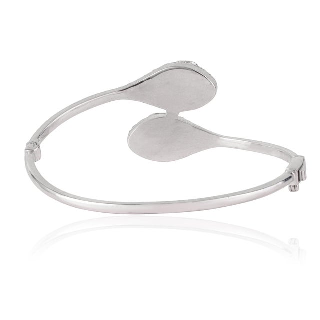 Metal Luxury Double Headed Serpentine Cz Bangle in Sterling Silver by Carat&Her For Sale - Image 7 of 13