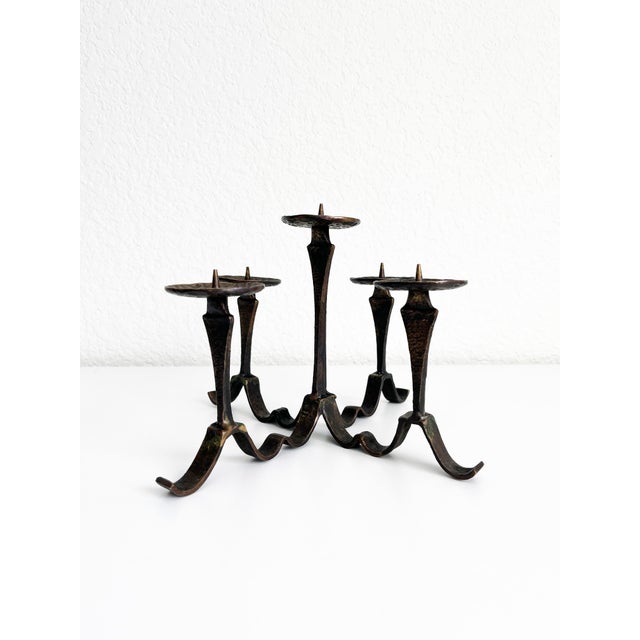 Bronze Mid 20th Century French Jean Royère Style Candelabra For Sale - Image 8 of 12