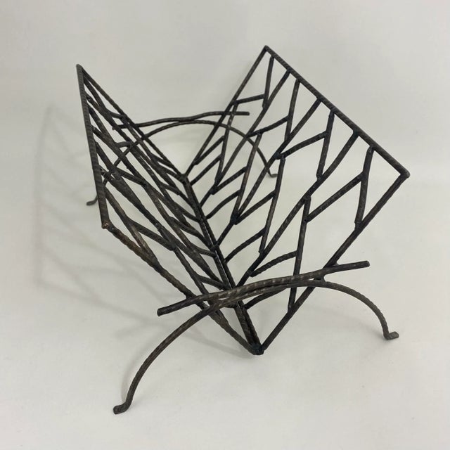 Dark Gray Brutalist Artist Studio Iron Magazine/Book Rack For Sale - Image 8 of 13