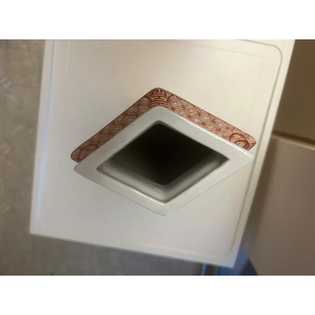 Red Late 20th Century Chinese Hand Painted Vase For Sale - Image 8 of 9