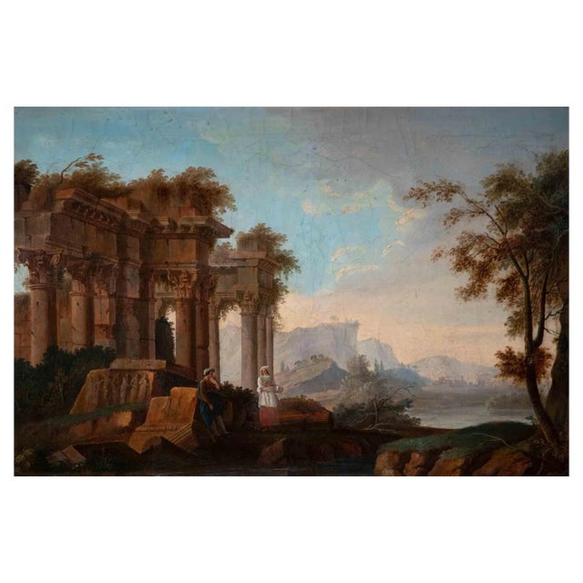 Vinzenz Fischer, Ancient Ruins, Original Oil Painting, Late 18th Century For Sale