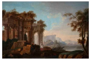 Vinzenz Fischer, Ancient Ruins, Original Oil Painting, Late 18th Century