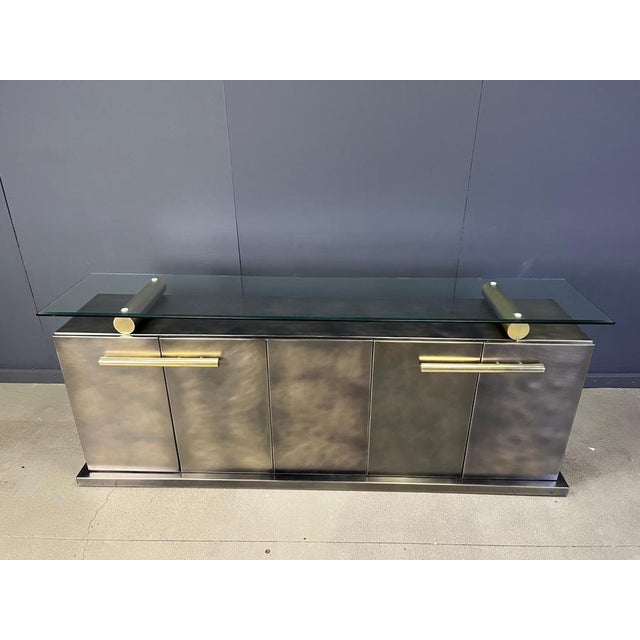 Vintage Brass Credenza attributed to Belgochrom, 1980s For Sale - Image 11 of 14