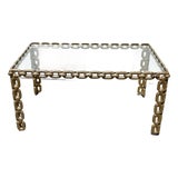Mid-Century Modern Feathered Interlocking Chain Link Coffee Table in Gold Finish For Sale