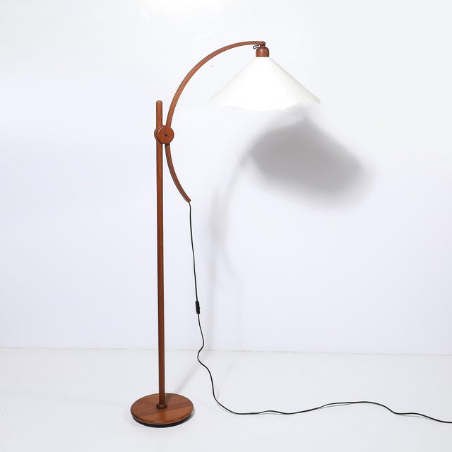Mid-Century Sculptural Teak Adjustable Floor Lamp W/ Custom Archival Paper Shade For Sale - Image 9 of 16