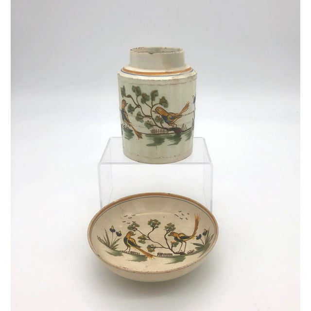 Ceramic Antique English Creamware Tea Caddy & Dish Set- 2 Pieces For Sale - Image 7 of 7