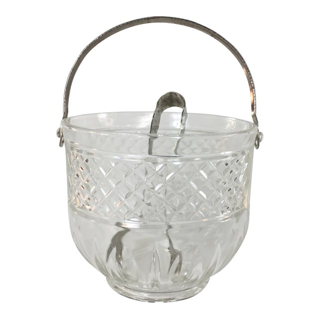 1960s Patterned Glass Ice Bucket & Tongs A Pair Chairish