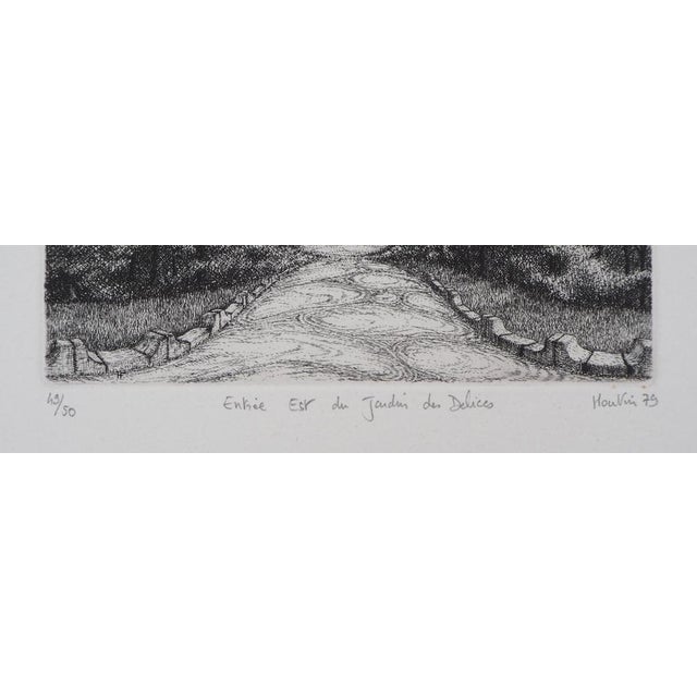 François HOUTIN East entrance of The Garden of Delights, 1979 Original engraving on vellum Signed in pencil bottom right...