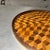 For your consideration, an antique round service tray or tabletop featuring a "tumbling blocks" parquetry design, a...
