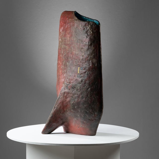 Marcello Fantoni Vintage Oblong Ceramic Vase by Marcello Fantoni, 1958 For Sale - Image 4 of 4