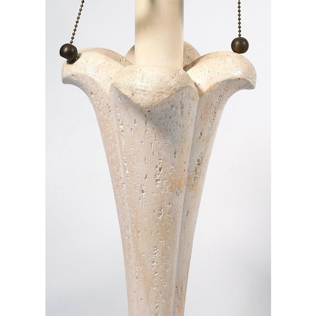 Pair of Post Modern Tulip Floral White Lamps For Sale - Image 4 of 5