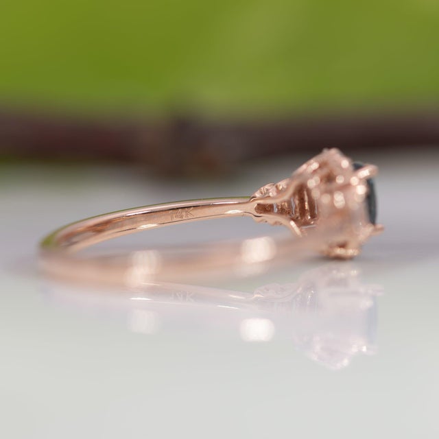 Alexandrite Ring With Earth-Mined Diamond Accents in Solid 14k Gold, Oval 5x4mm For Sale - Image 12 of 12