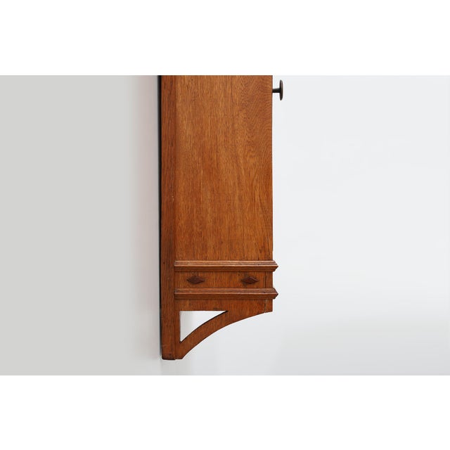 Art Deco Oak Wall Cabinet with Amber Glazed Door, Belgium, 1920s For Sale - Image 6 of 13