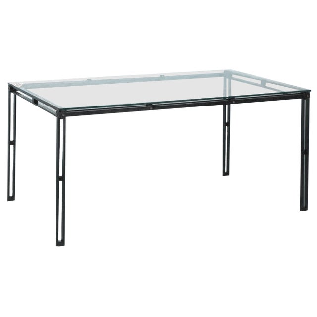 Minimalist Dining Table in Glass and Metal, 1980s For Sale